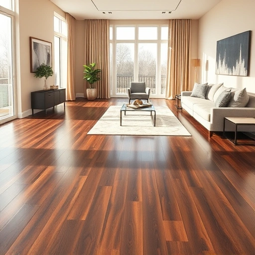 Completed dark hardwood flooring installation in a stylish Berwyn living room with natural light and elegant decor.