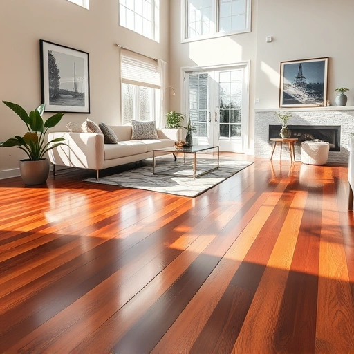 Elegant living room in Palos Heights IL with rich hardwood flooring, plush sofa, and stylish decor enhancing comfort.