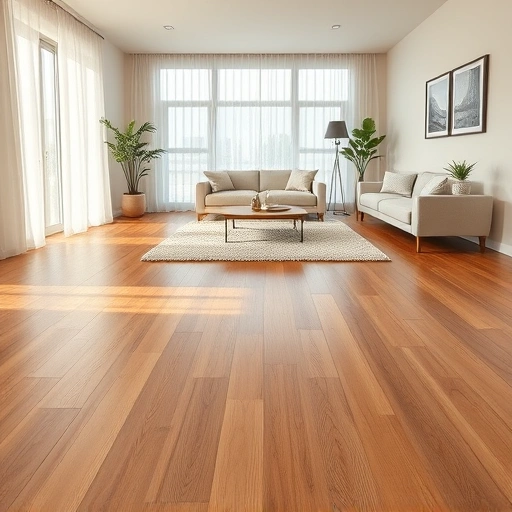 Stunning hardwood flooring installation in Lisle IL showcases rich tones and modern furnishings in a bright room.