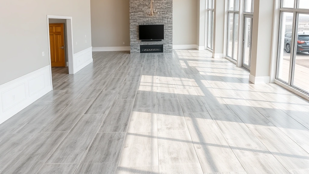 Flooring installation in a modern living room in Merrillville, IN.