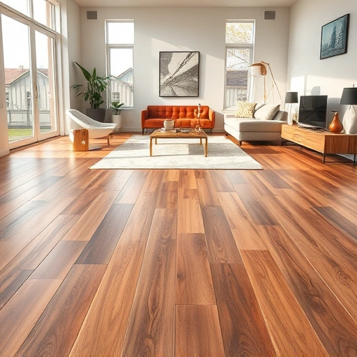 Completed flooring installation in Romeoville IL showcasing hardwood and tile textures in an elegant room setting.