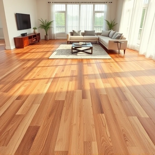 Elegant oak hardwood flooring in a modern Kenosha living space, showcasing natural grain and polished beauty.