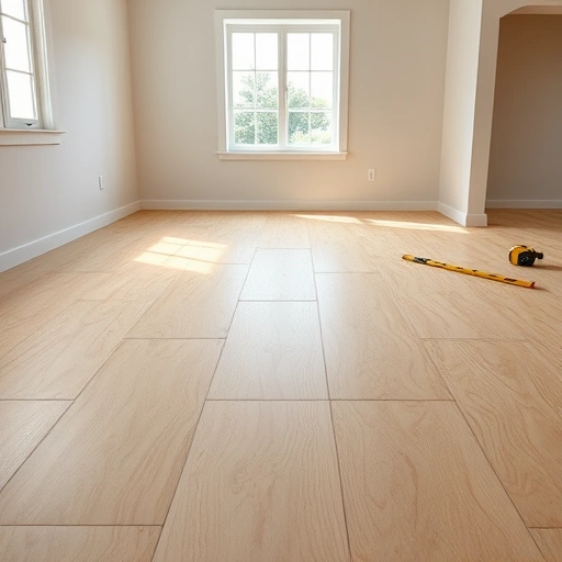 Completed plywood subfloor installation in Darien IL showcasing smooth surface, natural wood grain, and precise craftsmanship.