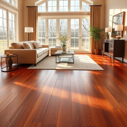 Hardwood flooring installation in a stylish Darien IL living room with modern furniture and natural light.