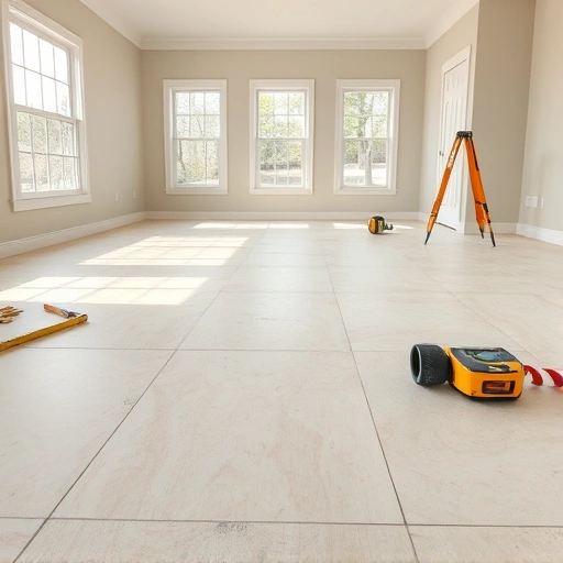 Subfloor preparation in Darien IL with smooth surface, clean finish, and natural light highlighting craftsmanship.