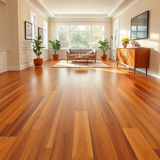 Flooring project in Bloomingdale IL with polished oak hardwood, neutral walls, modern decor, and natural lighting.