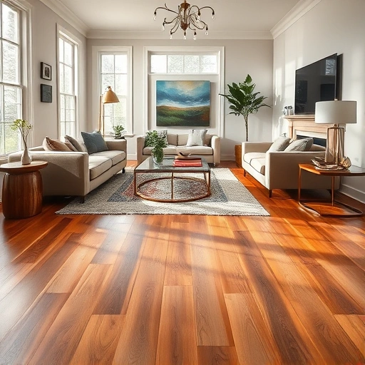 Luxury Vinyl Plank flooring in an elegant Darien IL living room with warm wood grain and stylish decor accents.
