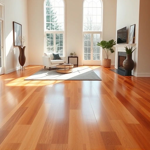 Completed hardwood flooring project in Clarendon Hills, IL, highlighting rich tones and minimalist decor.