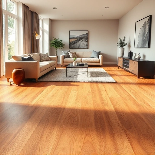 Modern living room in Villa Park IL showcasing elegant hardwood flooring and stylish contemporary decor.