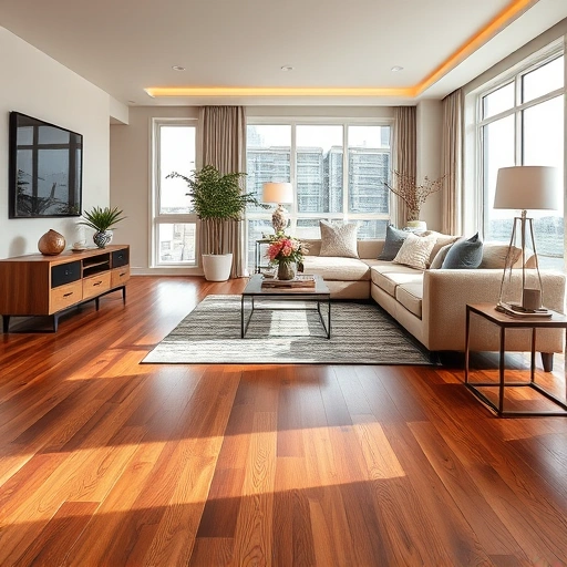 Modern living space in Clarendon Hills IL featuring rich hardwood floors, elegant furniture, and natural light.