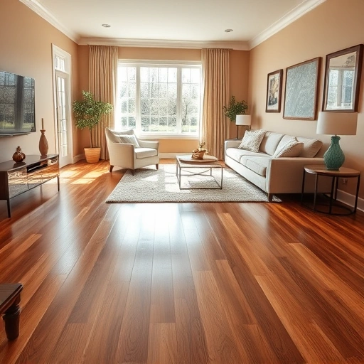Spacious living room in Westmont IL with gleaming hardwood floors, elegant furniture, and warm inviting decor.