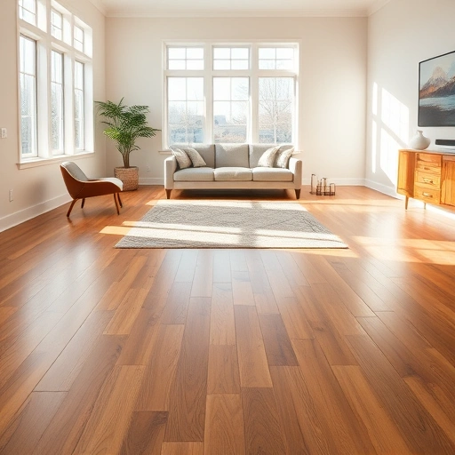 Elegant living room in Burr Ridge, IL with warm hardwood floors, neutral walls, and stylish furniture arrangement.