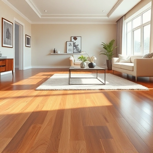 Completed hardwood flooring installation in a stylish Carol Stream living room with modern decor and natural light.