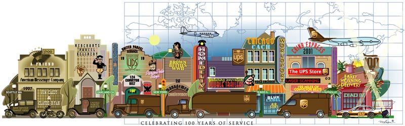 UPS 100 Years of Service tribute print