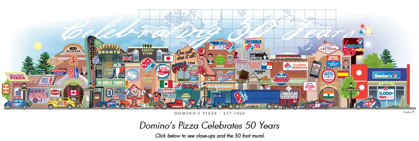Domino's Pizza 50 years anniversary mural