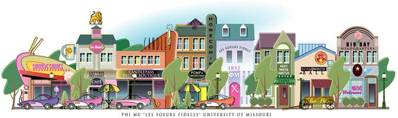 Phi Mu sorority university tribute print