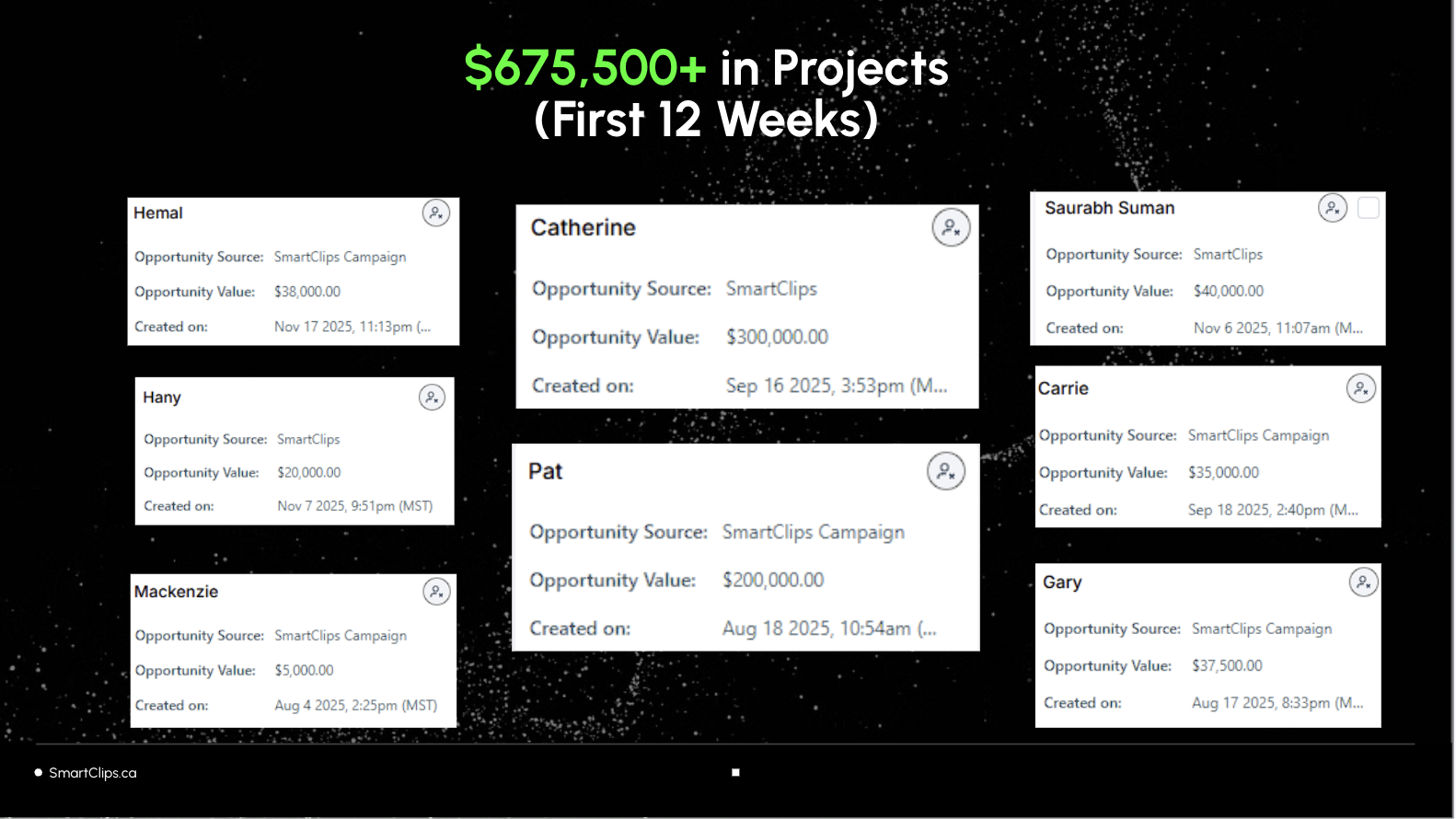 SmartClips big projects from John's first 12 weeks