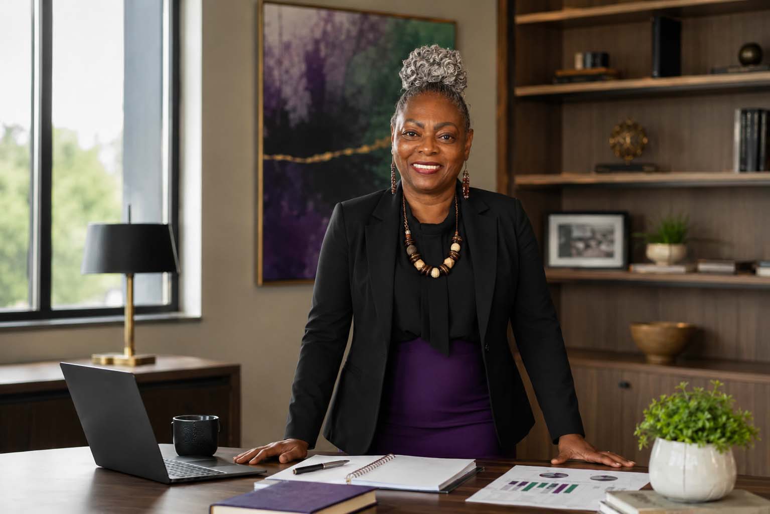 Dr. Angela E. Addison at her desk