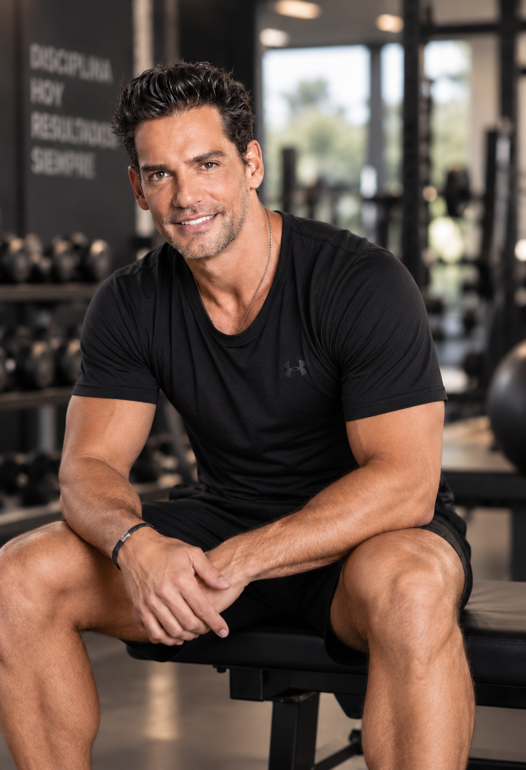 Cristián de la Fuente sentado en el gimnasio