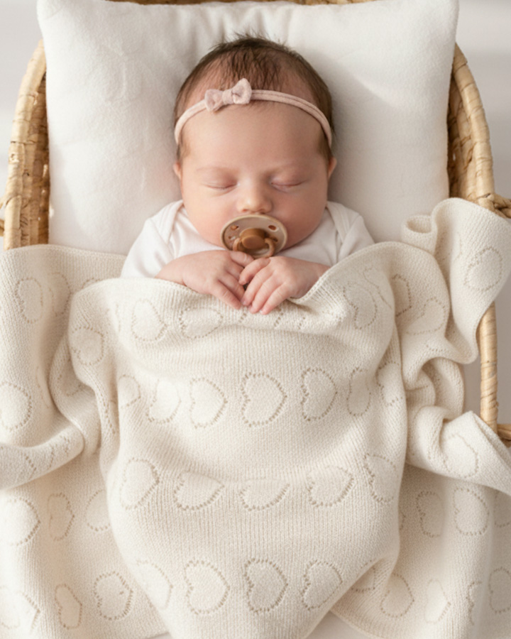 Newborn in a FozyKids knit blanket