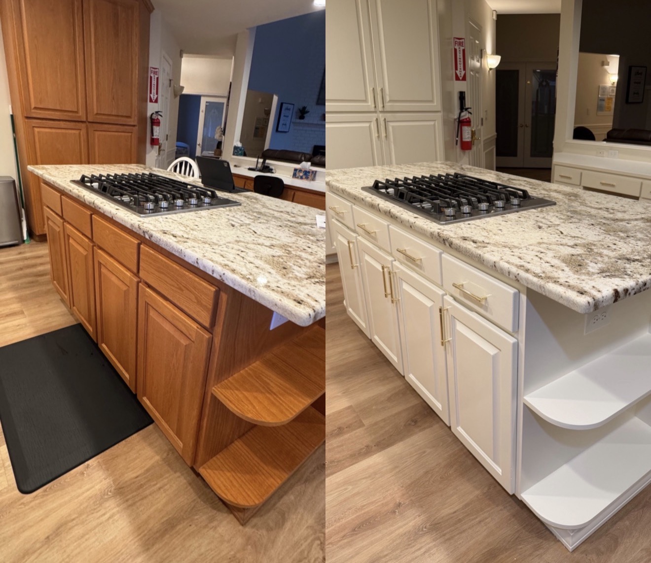 Kitchen cabinet refinishing before and after