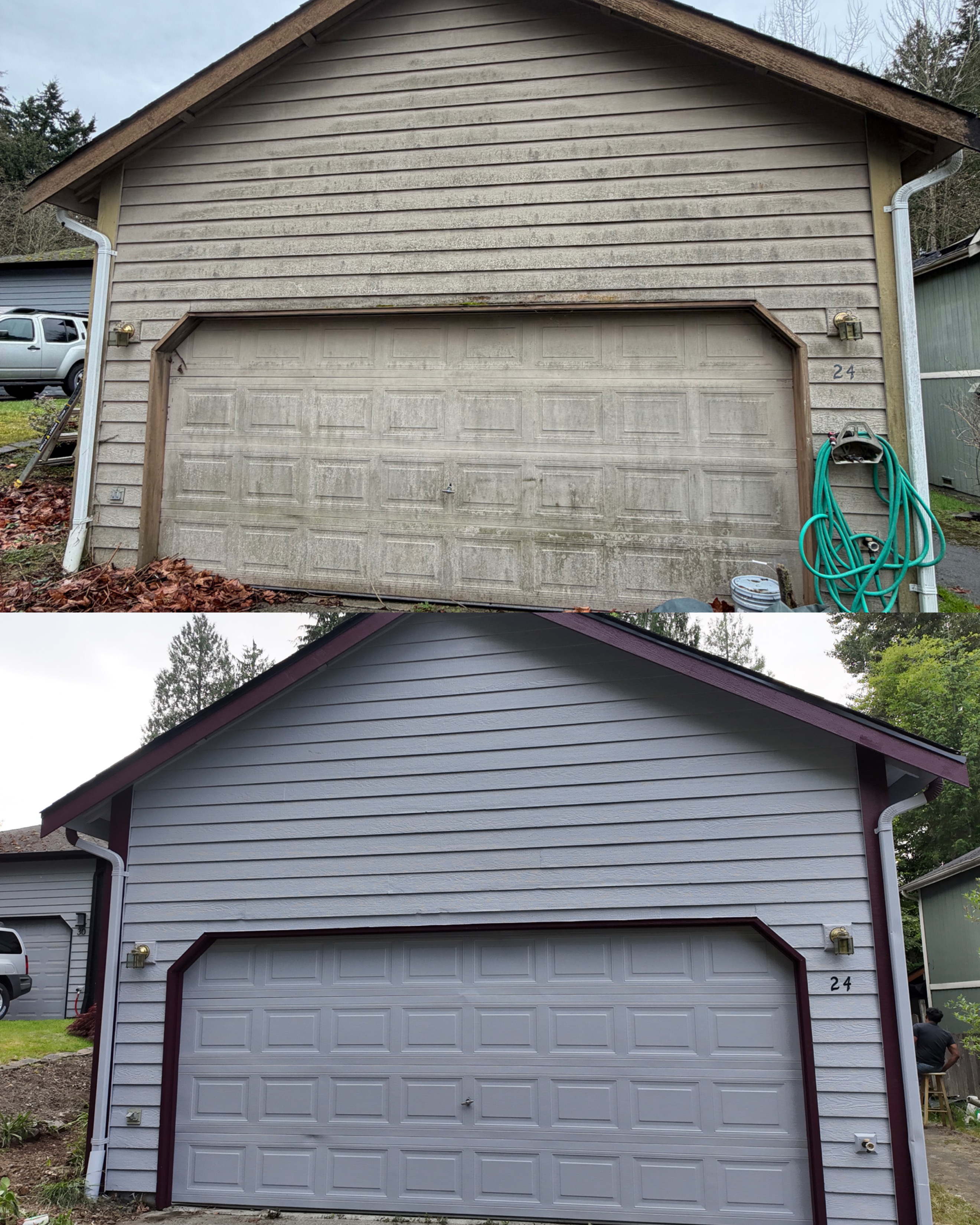 Garage and exterior before and after