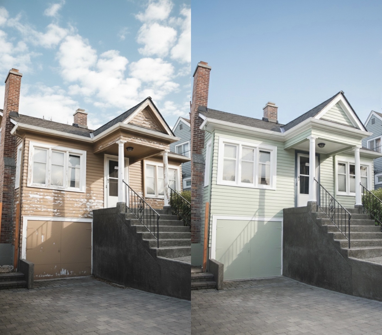 Full exterior repaint before and after