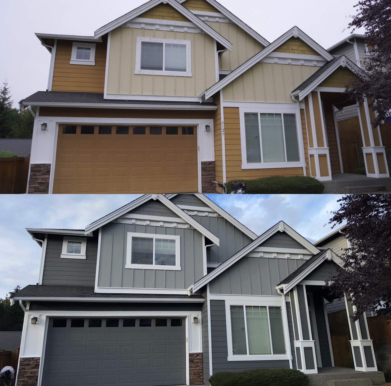 Full exterior repaint before and after