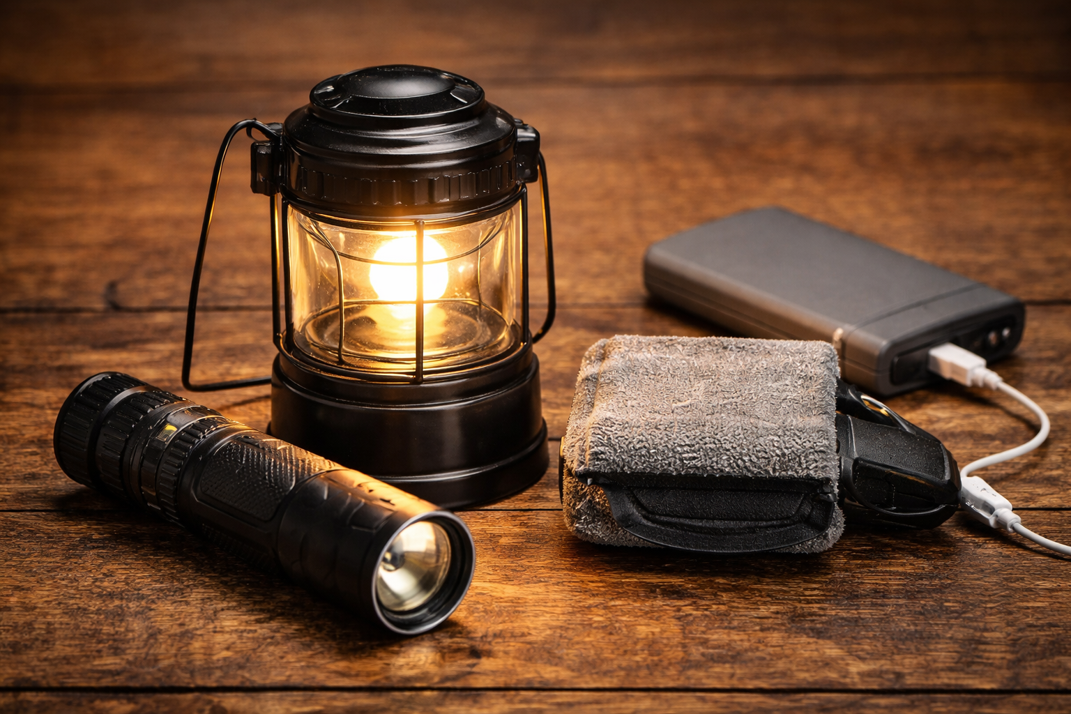 emergency flashlight and lantern for power outages in a beginner emergency preparedness kit