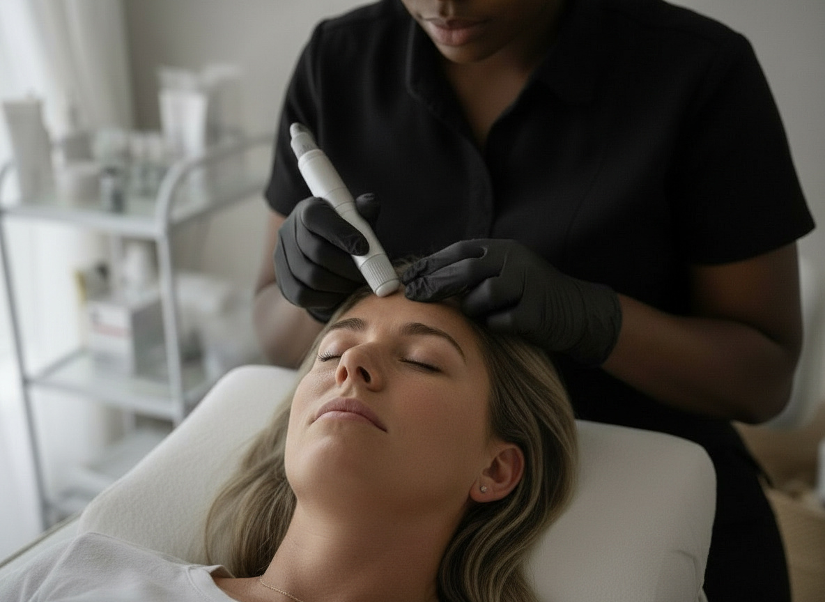 Calm elegant aesthetic clinic treatment room for non surgical face lift in Johannesburg