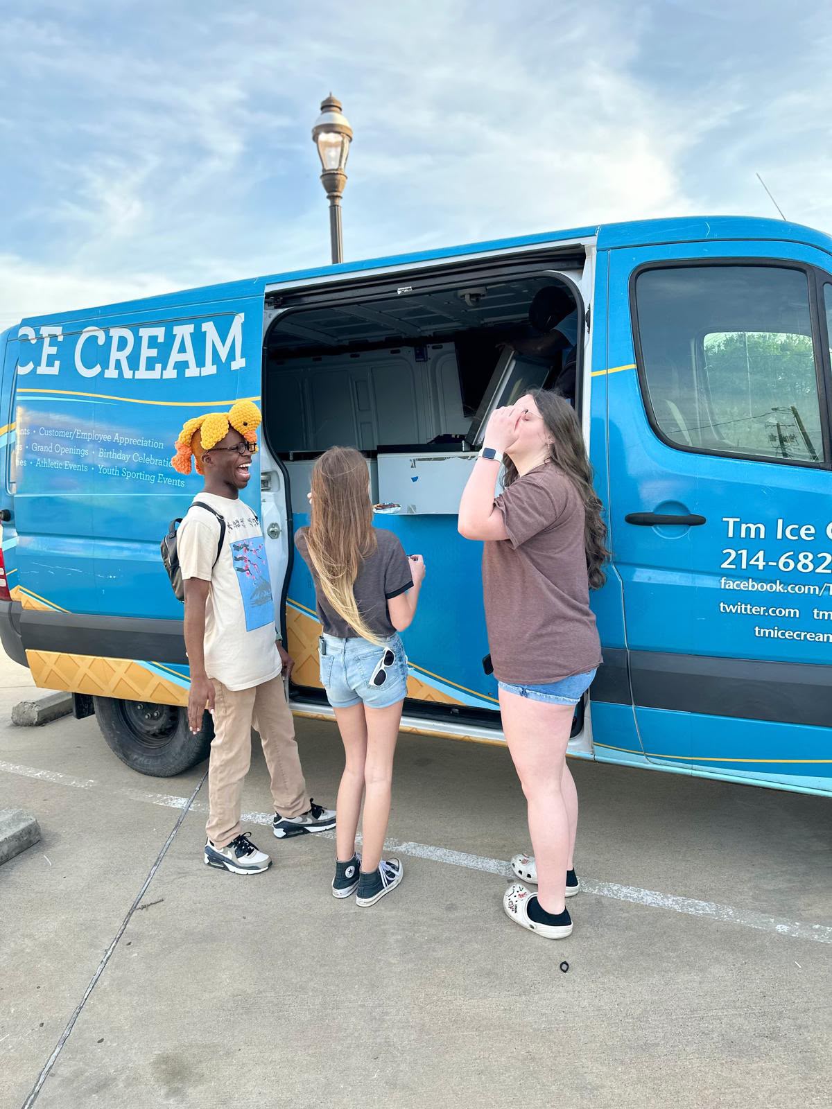 Kids enjoying ice cream at a backyard birthday party