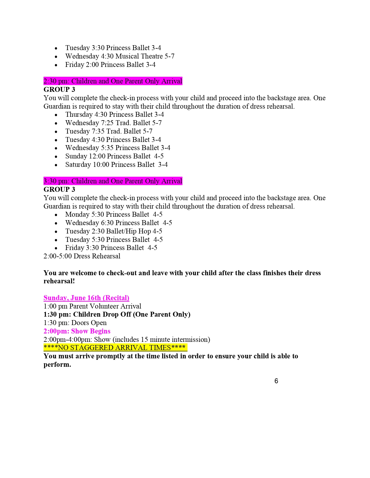 Staggered Arrival Times