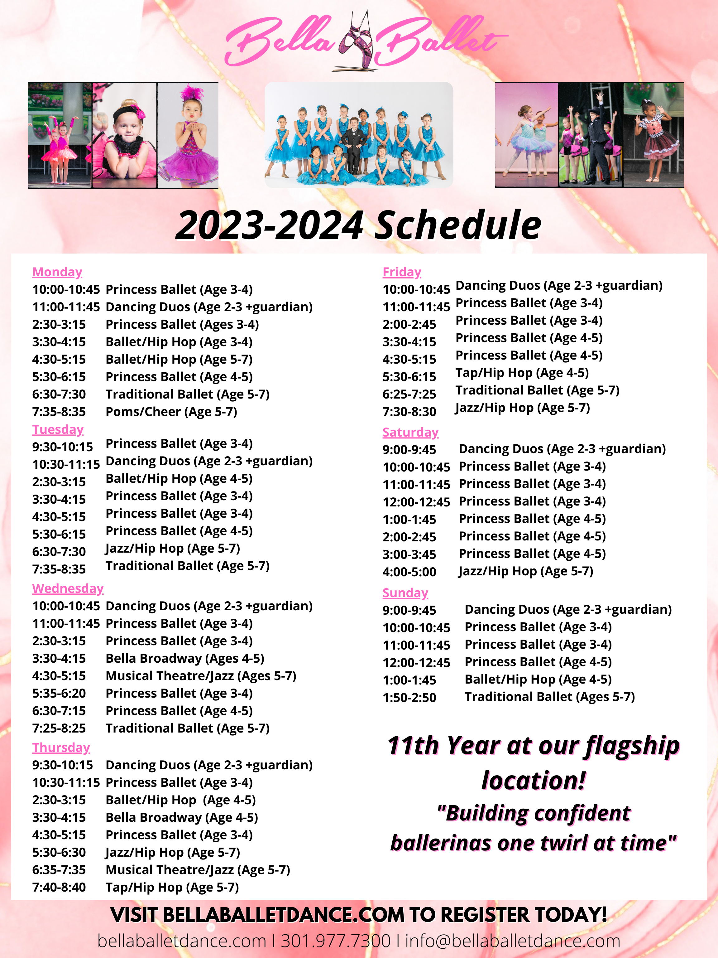 bella ballet dance class schedule