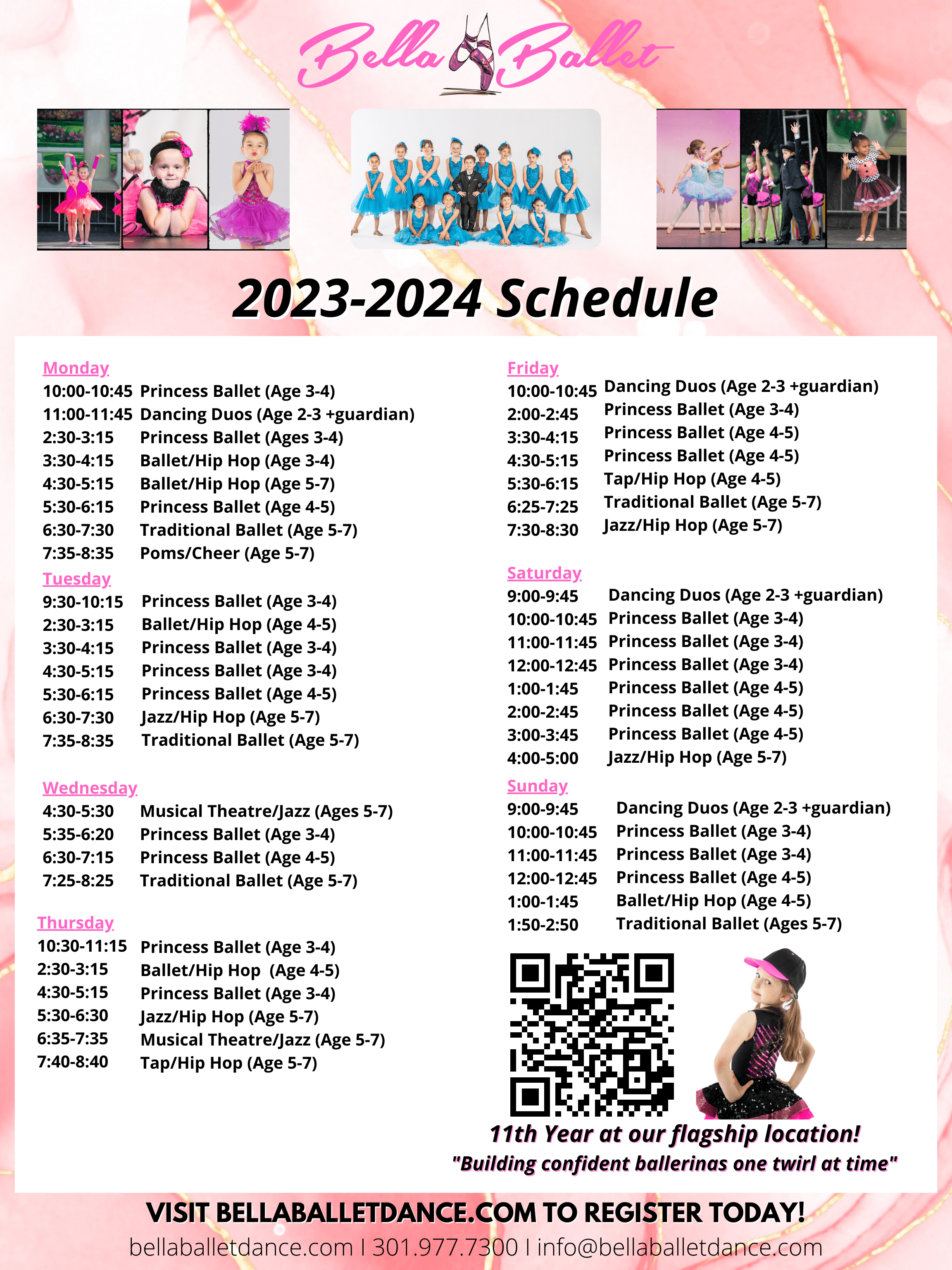 bella ballet dance class schedule