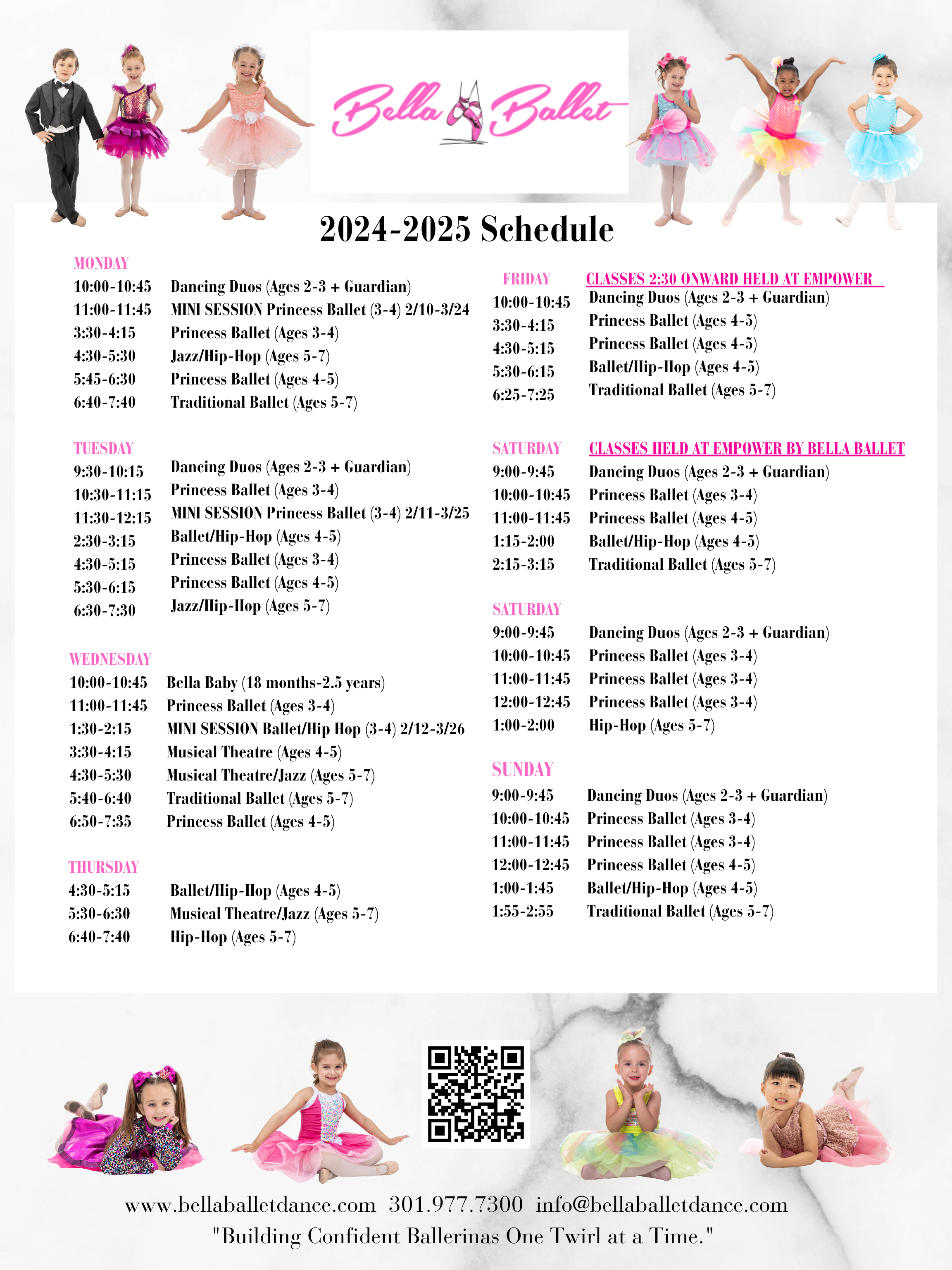 2023-2024 Ballet Ballet Schedule