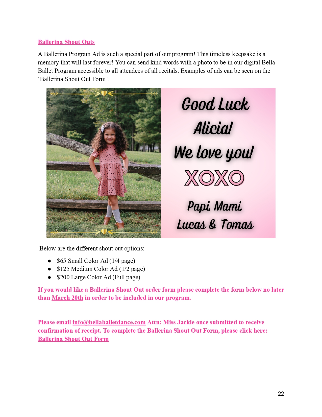 Performer Recital Information