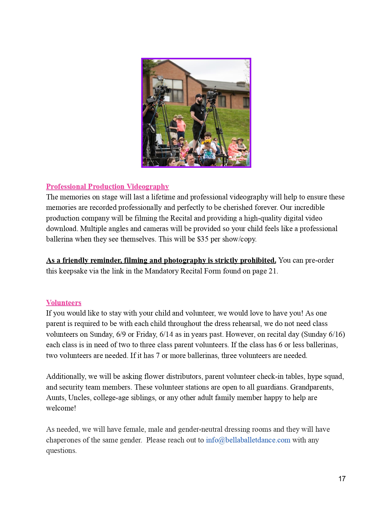 Performer Recital Information