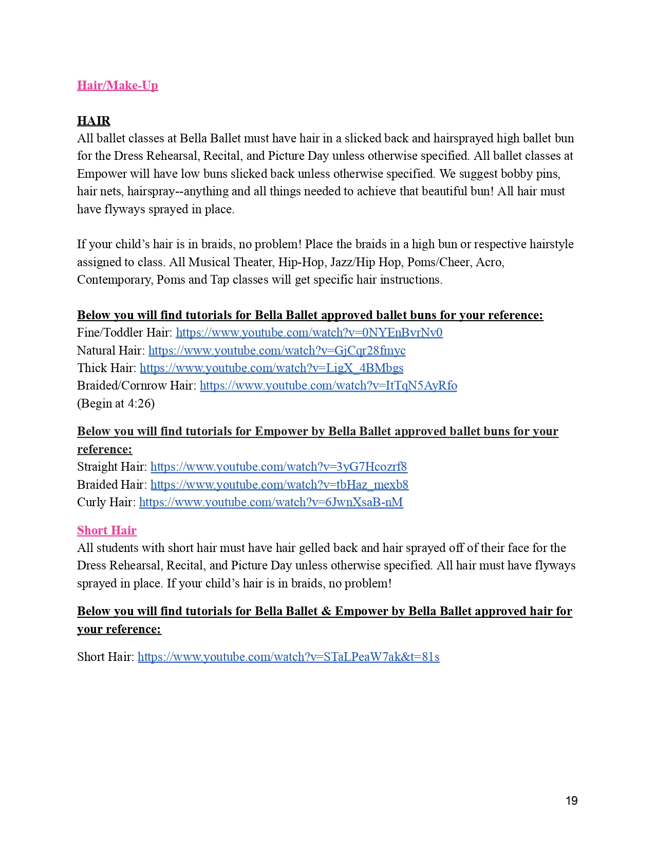 Performer Recital Information