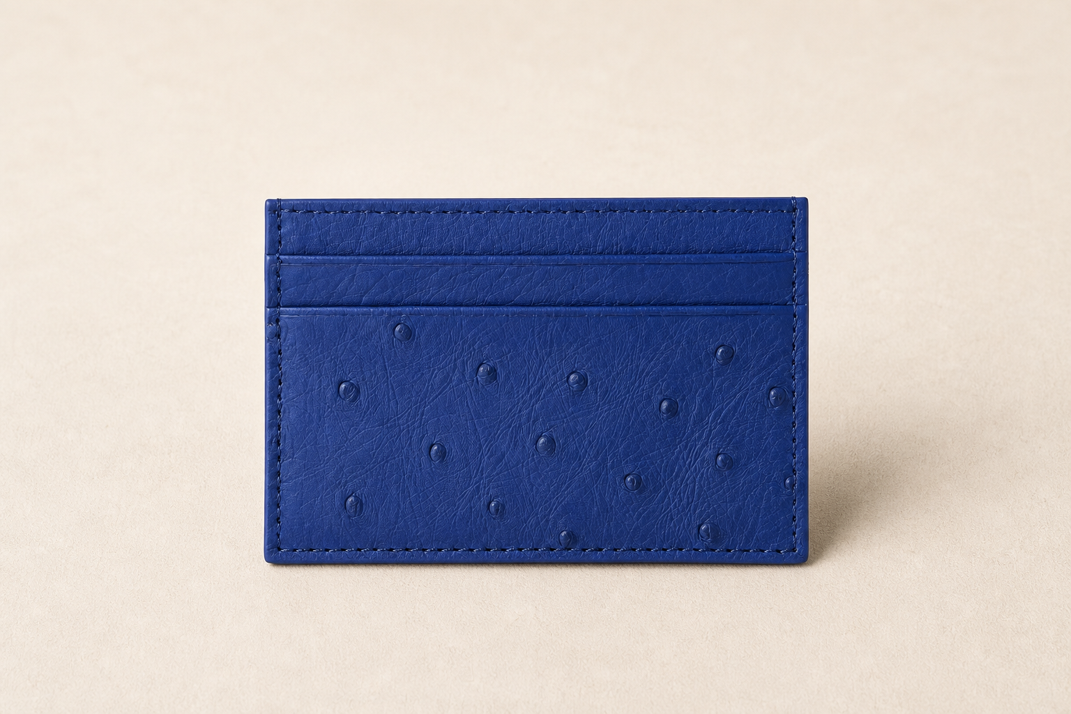 Atlantic blue genuine ostrich leather cardholder