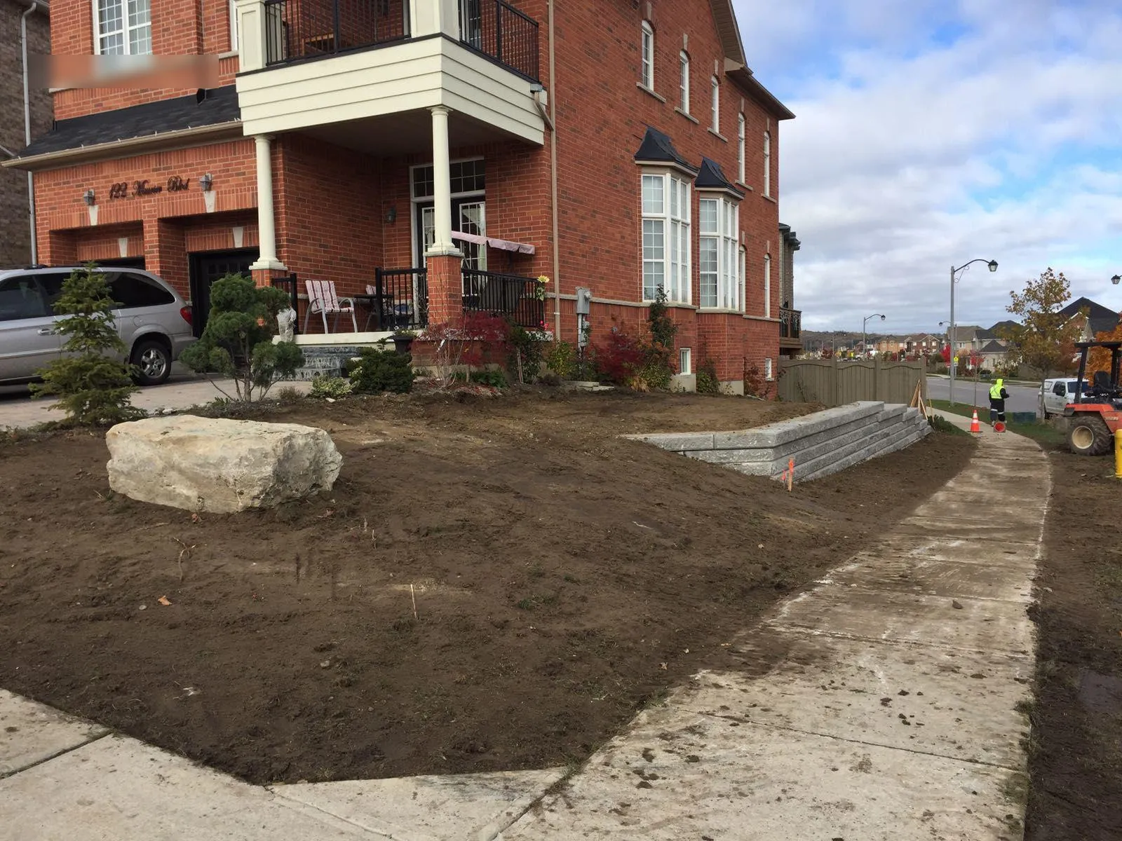 Engineered retaining wall with block construction on a GTA site