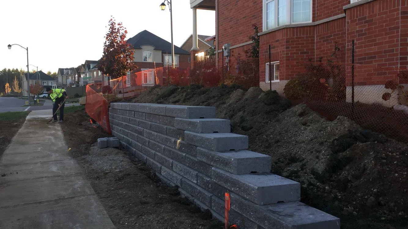 Retaining wall and interlock steps on a GTA commercial landscape