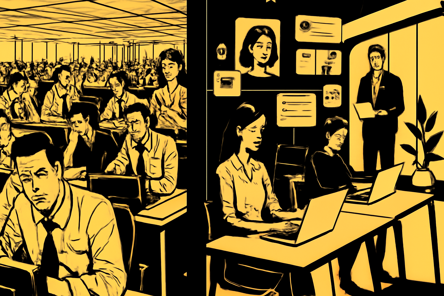 Comparison between a traditional agency team and a lean AI-powered team