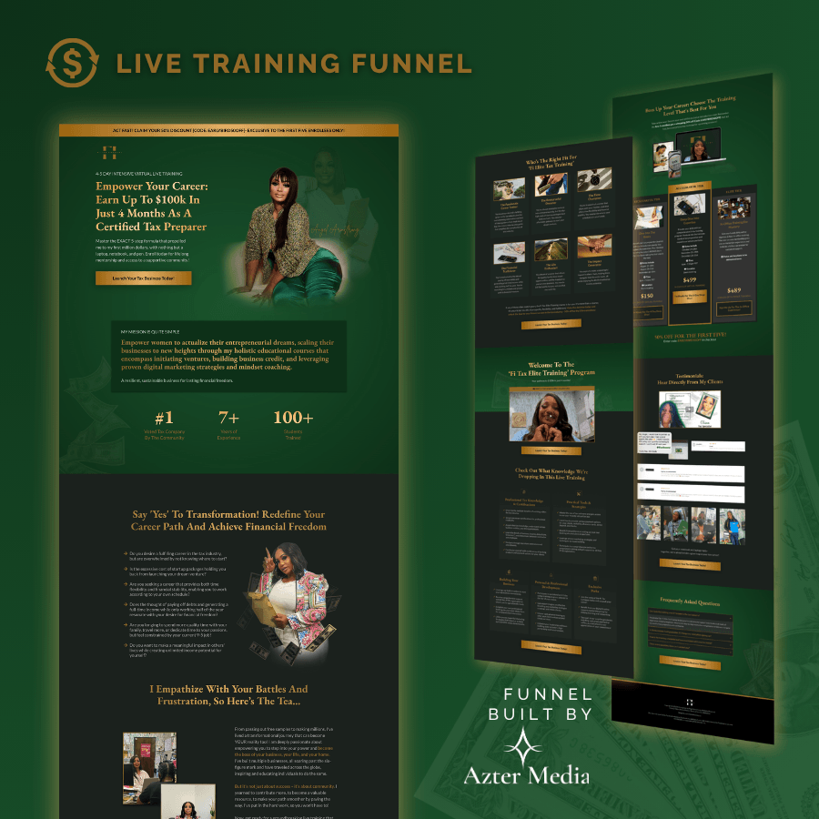Live training funnel design by Azter Media