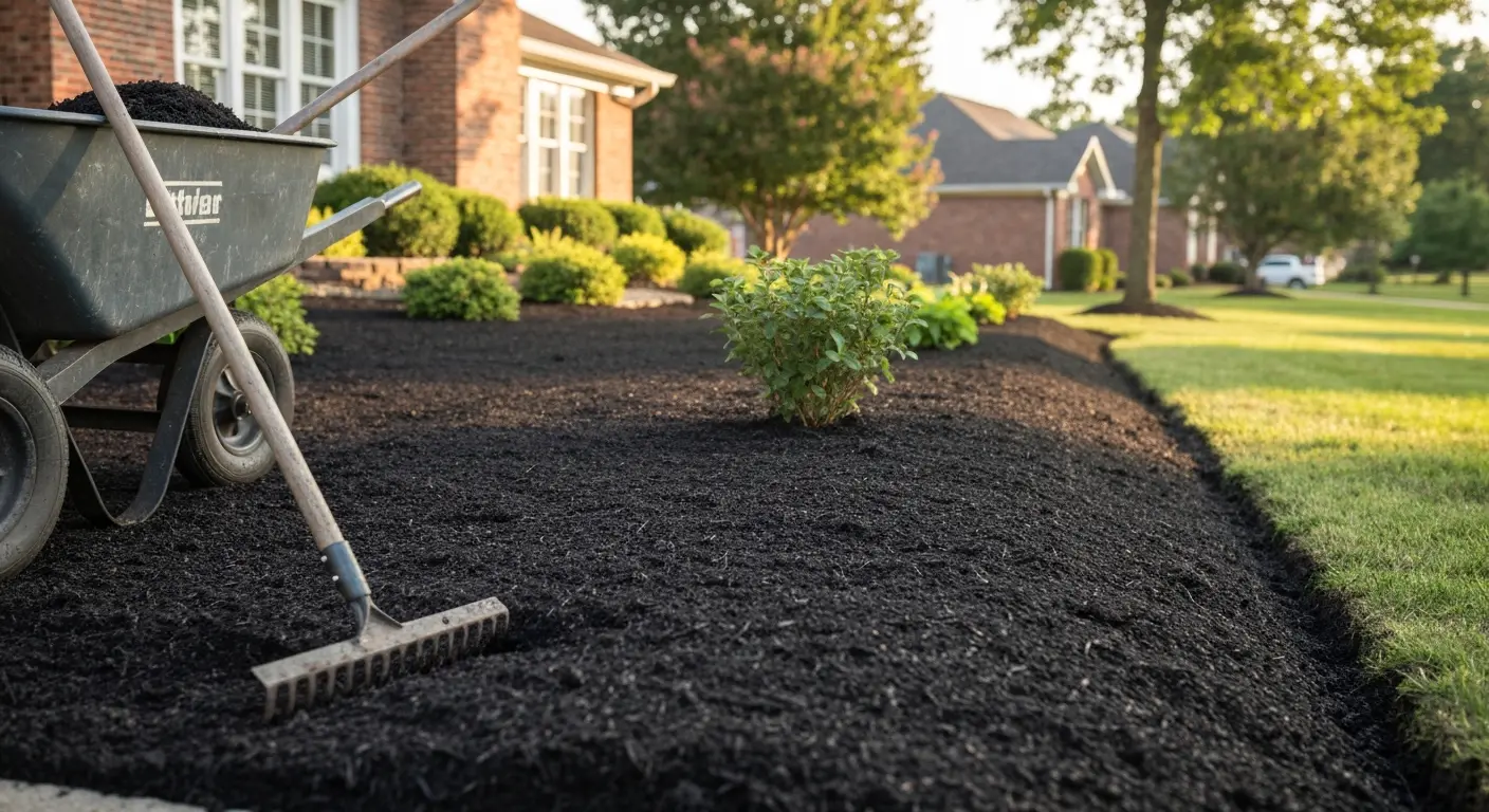 Core aeration and mulch installation