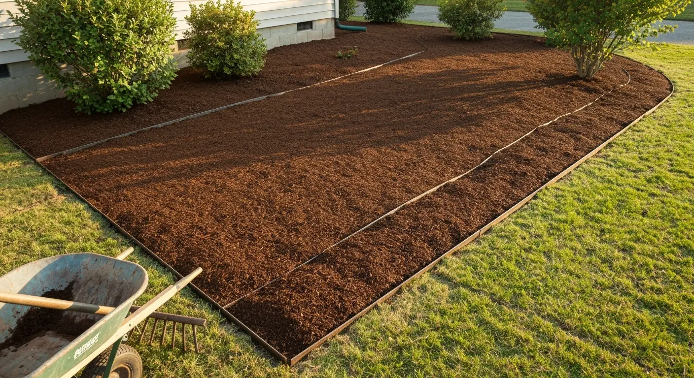 Mulch and pine straw installation