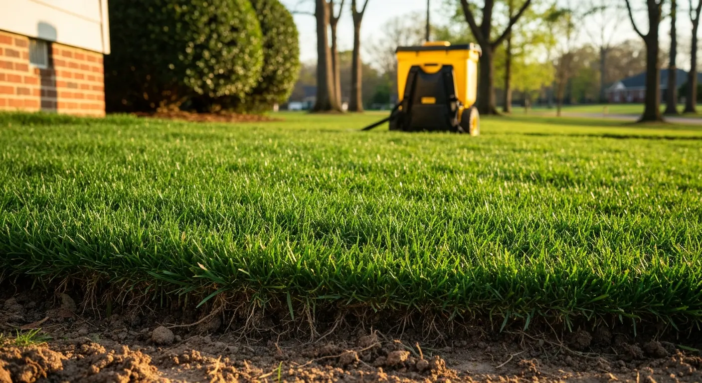 Fertilization treatment on Irondale lawn