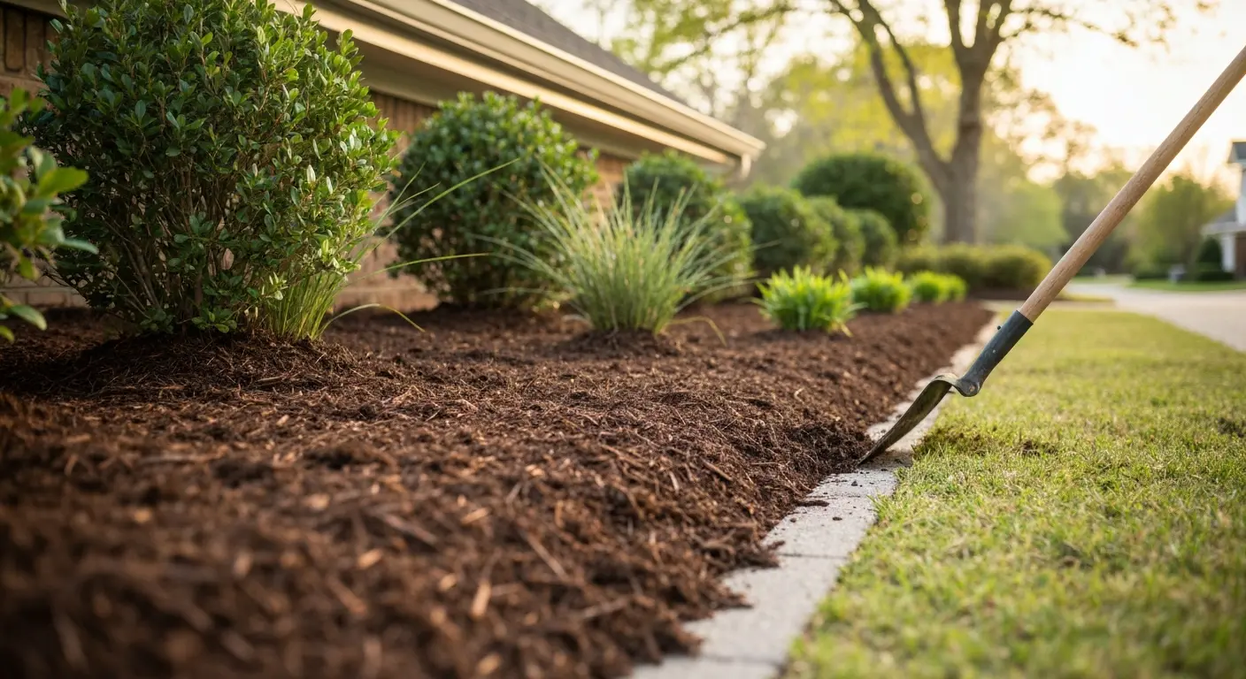 Mulch and pine straw installation
