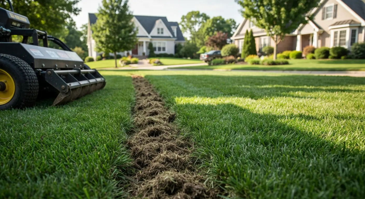 Aeration and dethatching work