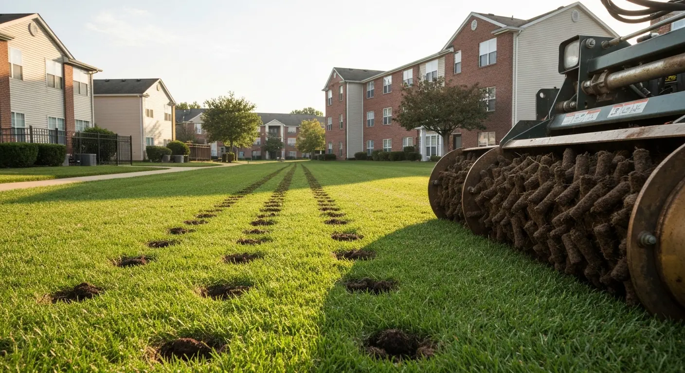 Aeration and dethatching work