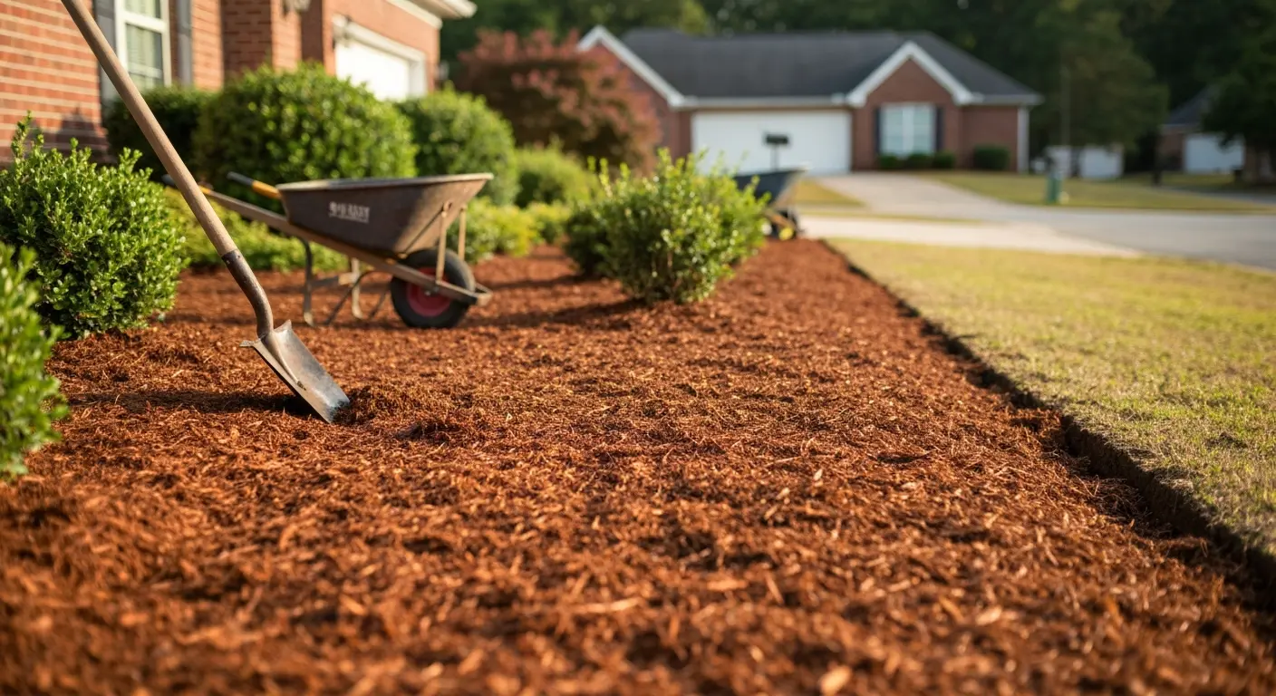 Mulch and pine straw installation